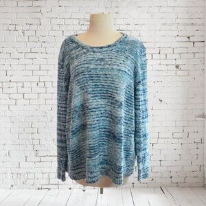 Natural Reflections Multi Tone Blue Sweater Scoop Neck Plus Size 1X